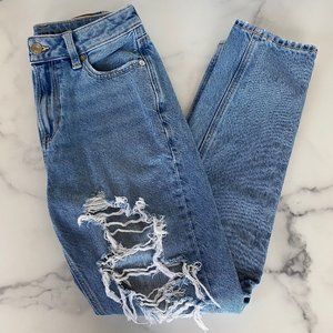 American Eagle High Waist Ripped Mom Jean